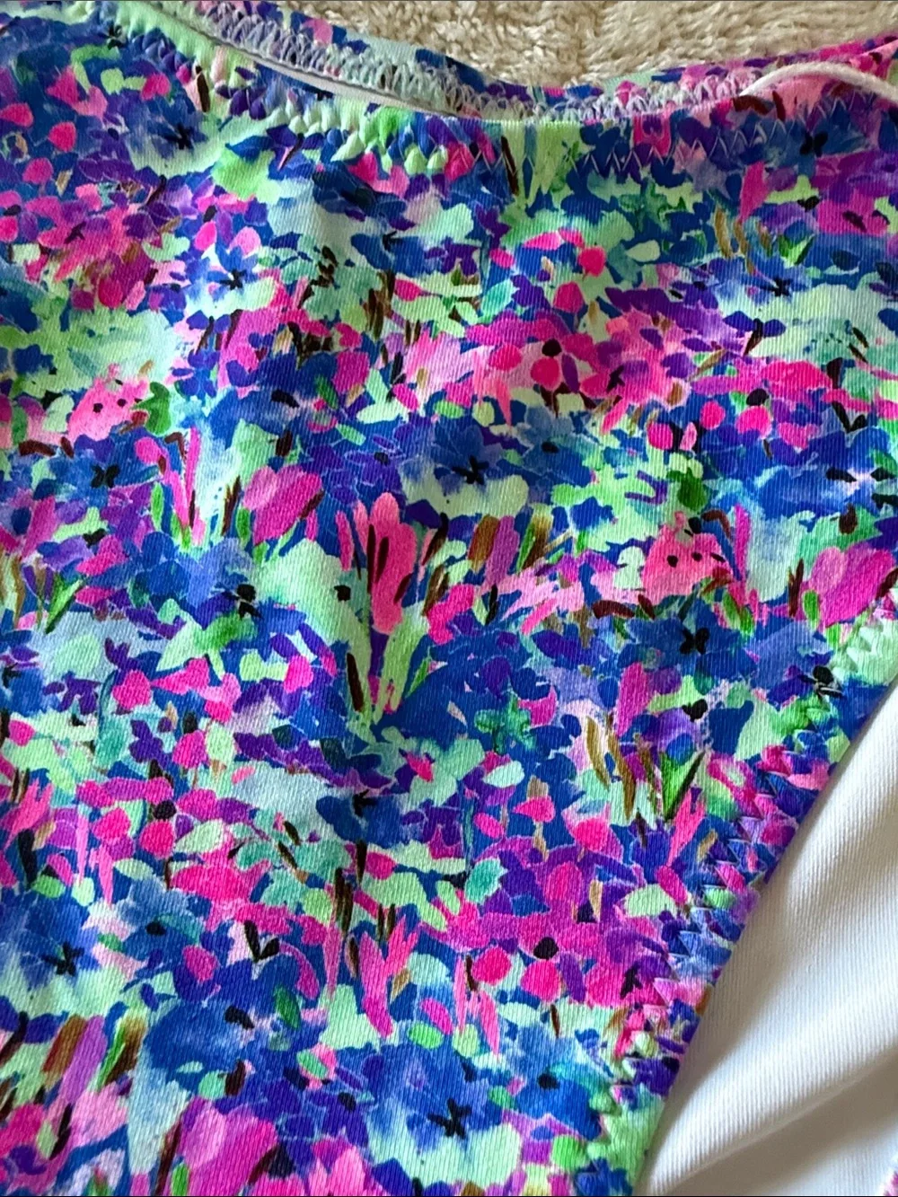 Bright Tex Fabric Capri Bikini Bottom Flashdance  Size Small NWT Swim